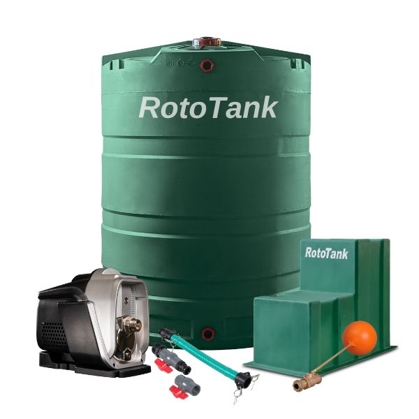2200L Water Tank Combo with Solar Compatible Booster Pump - green