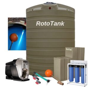10000L Water Tank Purification Combo with 1.1kW Booster Pump, UV Light and Triple Filter Tan