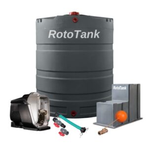 2500L Water Tank Combo with Solar Compatible Booster Pump- Grey