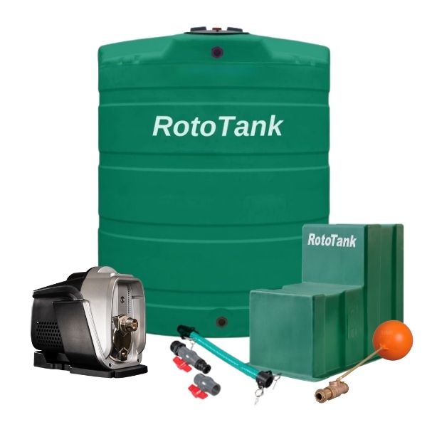 5000L Water Tank Combo with Solar Compatible Booster Pump - green