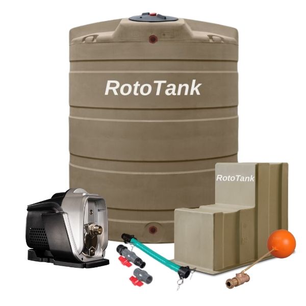 5000L Water Tank Combo with Solar Compatible Booster Pump Tan