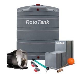 5000L Water Tank Combo with Solar Compatible Booster Pump Grey